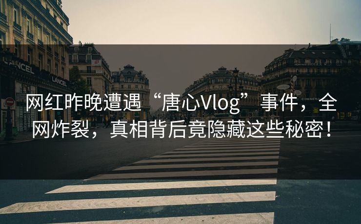 网红昨晚遭遇“唐心Vlog”事件，全网炸裂，真相背后竟隐藏这些秘密！