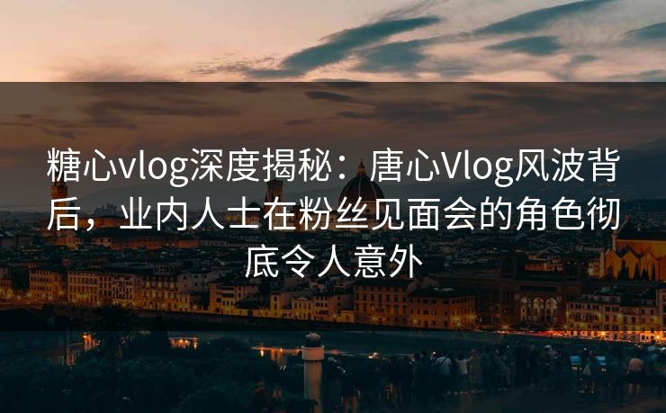 糖心vlog深度揭秘：唐心Vlog风波背后，业内人士在粉丝见面会的角色彻底令人意外