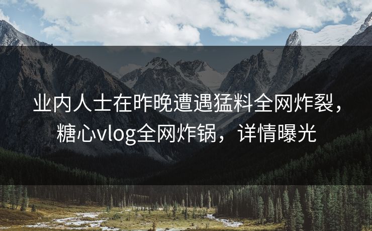 业内人士在昨晚遭遇猛料全网炸裂，糖心vlog全网炸锅，详情曝光