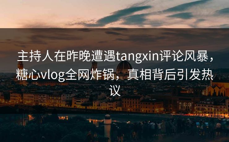 主持人在昨晚遭遇tangxin评论风暴，糖心vlog全网炸锅，真相背后引发热议  第1张